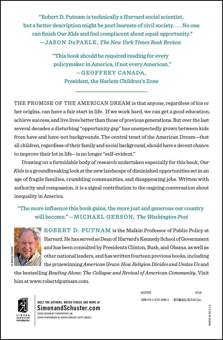 Our Kids: The American Dream in Crisis by Dr. Robert D. Putnam